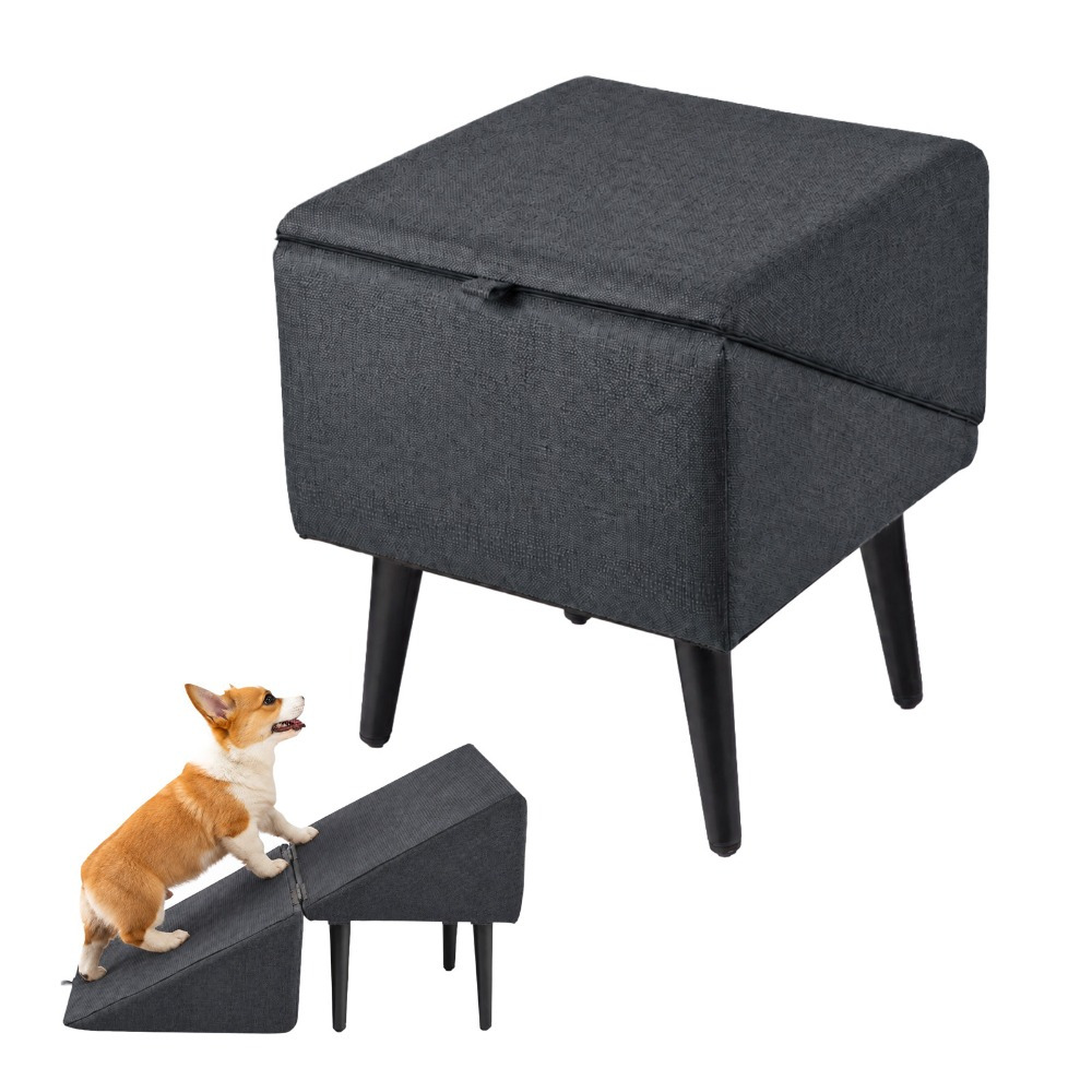 Lightweight Foldable Dog Ramp For Bed, Stable With Non-slip Stool For Small And Older Dogs