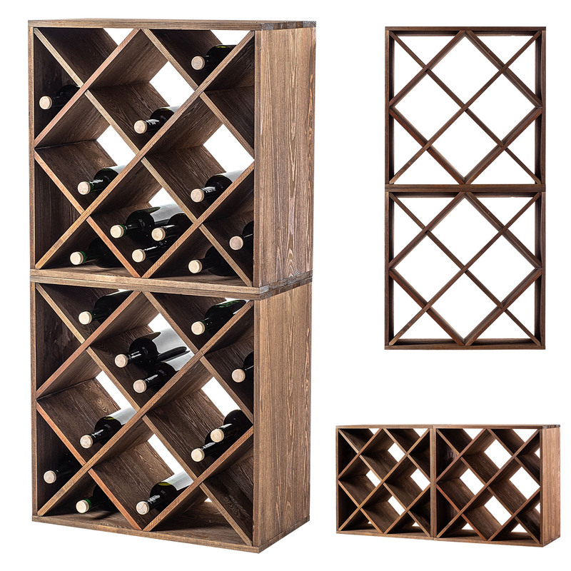 Kadax Wine Rack Wooden 48 Bottles Alcohol Cabinet Shelf Gift