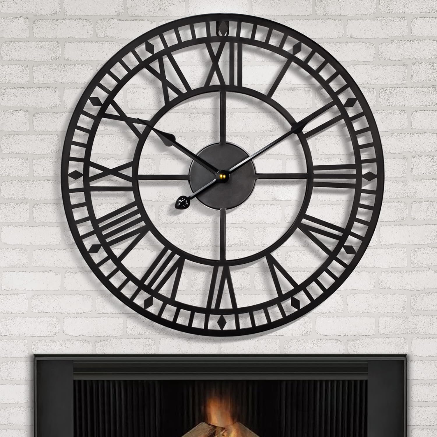 TEMU 40cm Large Metal Skeleton Wall Clock, Outdoor Garden Wall Clock, Silent Non-ticking Roman Wall Clock, Indoor Outdoor Face Vintage Clock For