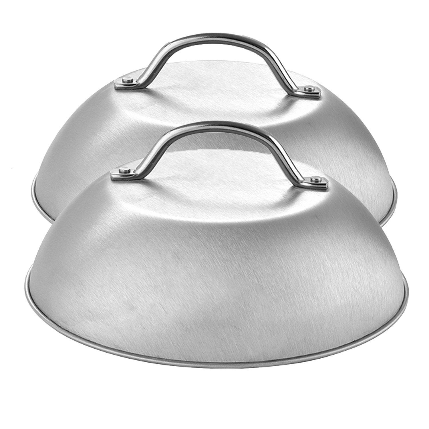 TEMU Melting Dome Melting Bell 2pcs Set Made Of Stainless Steel In Silvery - 22.5 X 10 Cm - Grill Hood Cover Roasting Of Meat Steaming Of Vegetables
