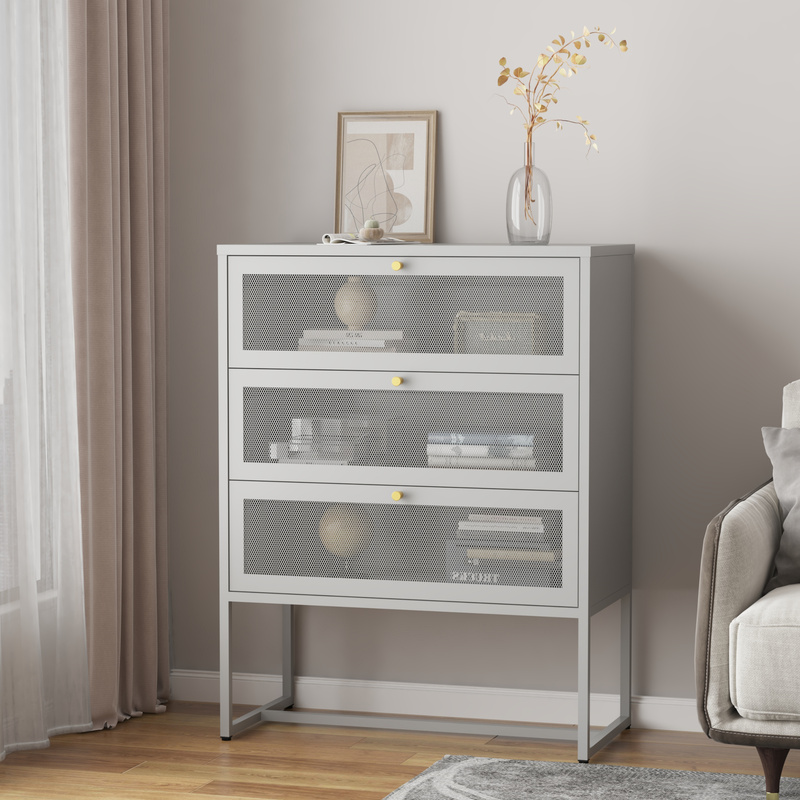 Image of Office Cabinet With 3 Drawers, 105x80x40 Cm, Gray