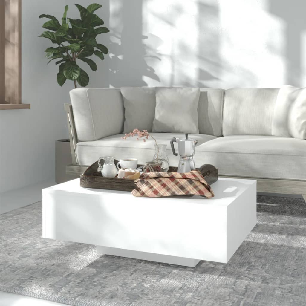 TEMU Coffee Table 85x55x31 Cm Processed Wood White - Modern Coffee Table, Wooden Coffee Table, Living Room Table, , Decorative Table