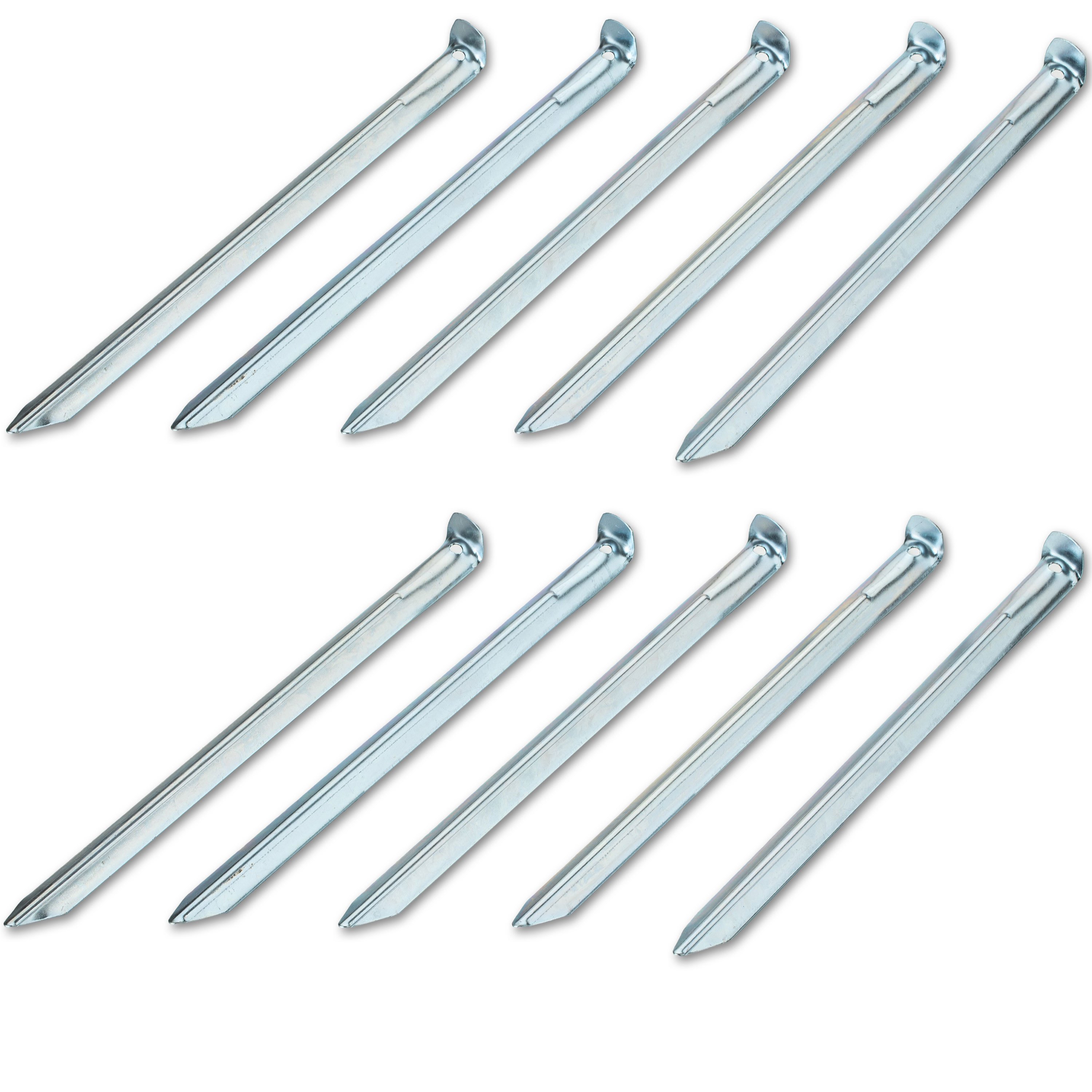 Image of 10-piece Steel Pegs 30 Cm - V-profile - Tent Pegs For Soft, Wet Ground, Tent Nails, Tent Stakes, Ground Spikes, Camping Accessories, Outdoor Set