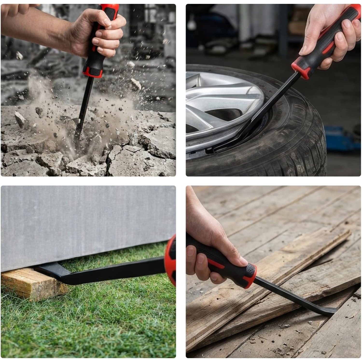 4pc Pry Bar Set with Heavy Duty Angled Crowbars