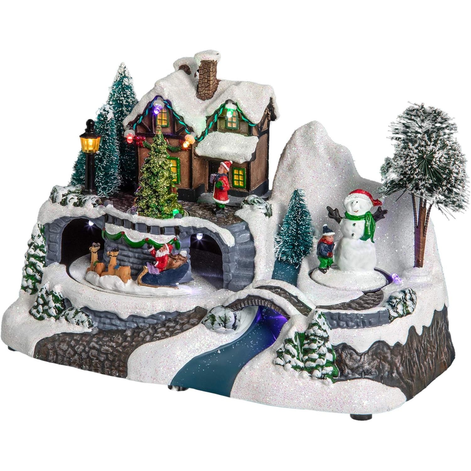 TEMU Christmas Village Decoration Santa Claus And Snowman