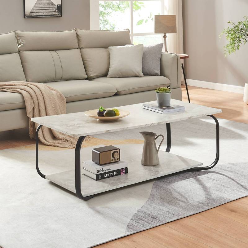Coffee Table 120x60x43 Cm Marble Look