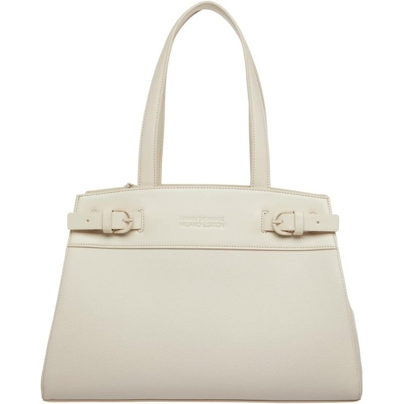 Tote Bag with Double Buckle, Inner Compartments, Polyester Lining, Zipper Closure - Versatile Handbag for Women