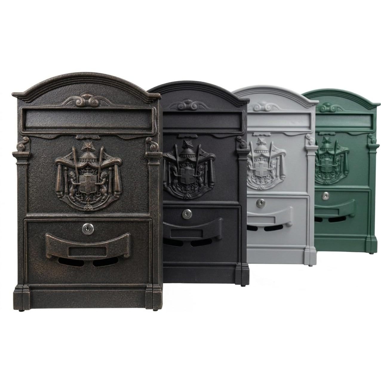 TEMU Cassetta Postale da Parete in Alluminio | Stile Vintage Regale | 41x24x8 cm | Elegante, Resistente alle Intemperie e con Serratura di | Colori