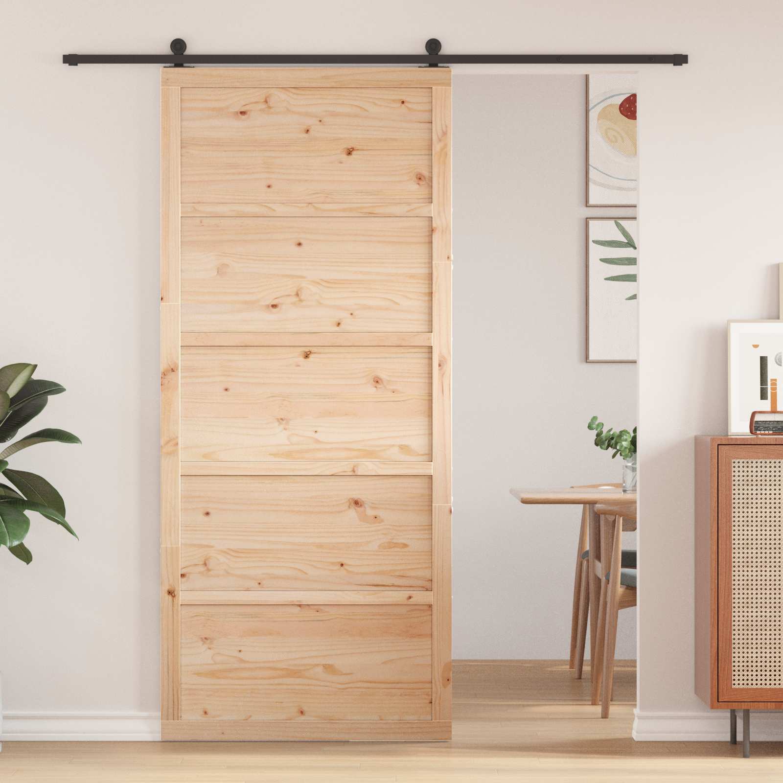 Image of Vidaxl Barn Door Door Made Of Solid Pine Interior Door Living Room Door Wooden Door Rectangular Door Modern Door Rustic Interior Door Sliding Door Front Door For Furniture