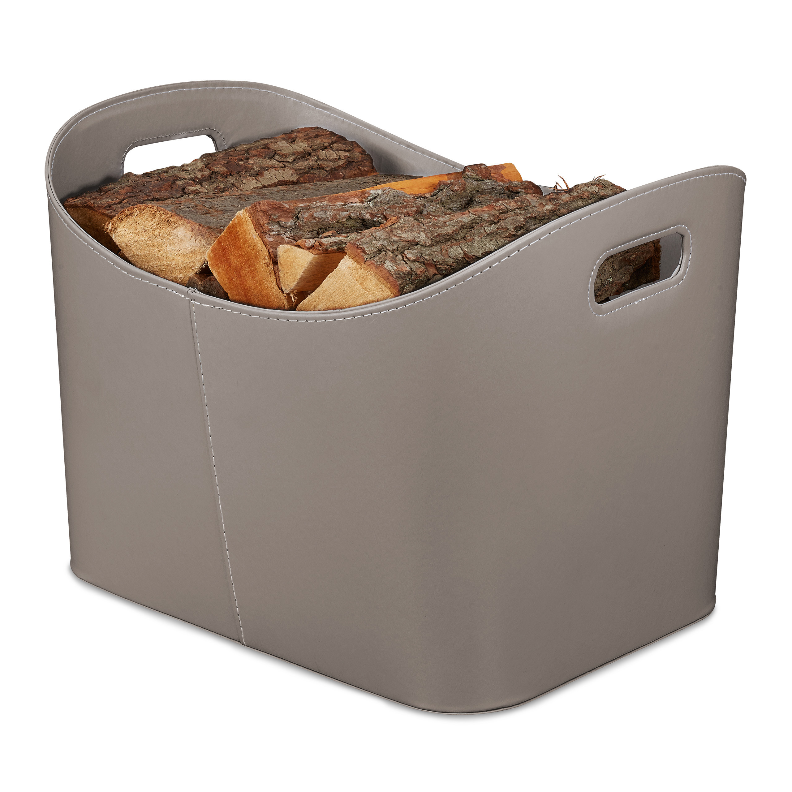 Wooden Basket In Dark Gray - (w)53.5 X (h)36 X (d)41 Cm