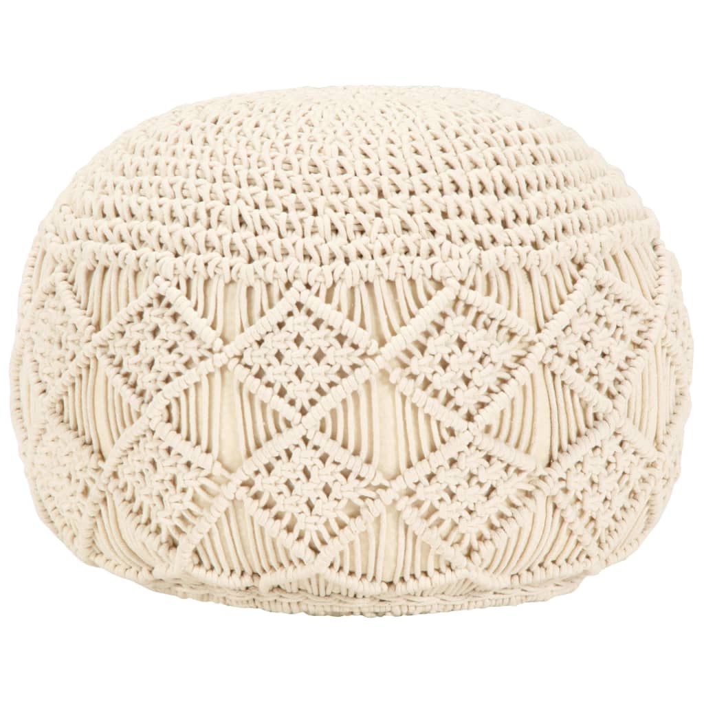 Vidaxl Macrame Pouf Seat Pouf Ottoman Footstool Cushioned Stool Foot Bench 45x30cm Cotton