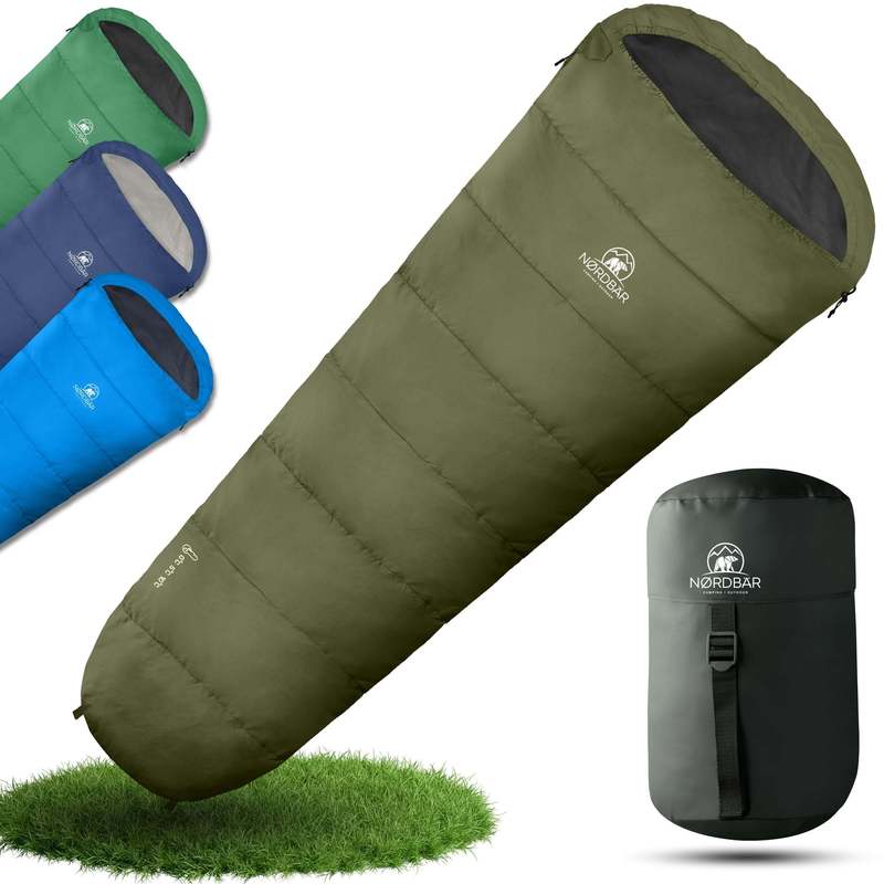 nordbär® schlafsack 3 jahreszeiten ultraleicht & kompakt [1500g] | mit kleinem packmaß | mumienschlafsack leicht & warm [300gsm] | wanderschlafsack für outdoor, camping und reisen