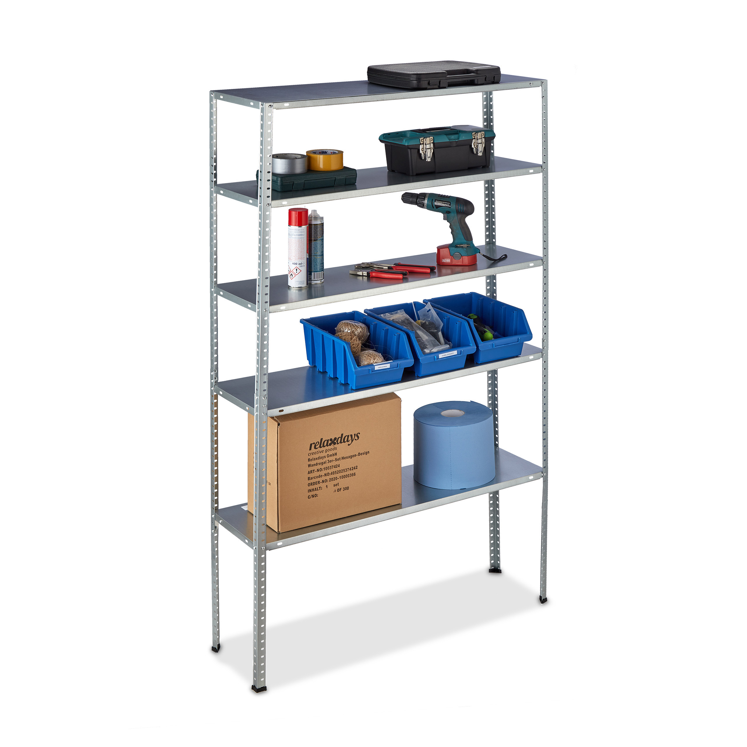 Heavy-duty Shelving In Silvery - (w)100 X (h)185 X (d)30 Cm