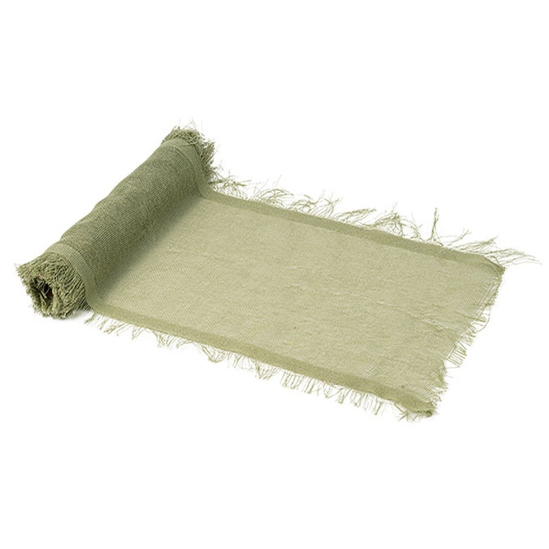 TEMU Chemin de Table Effiloché Façon Vert Sauge