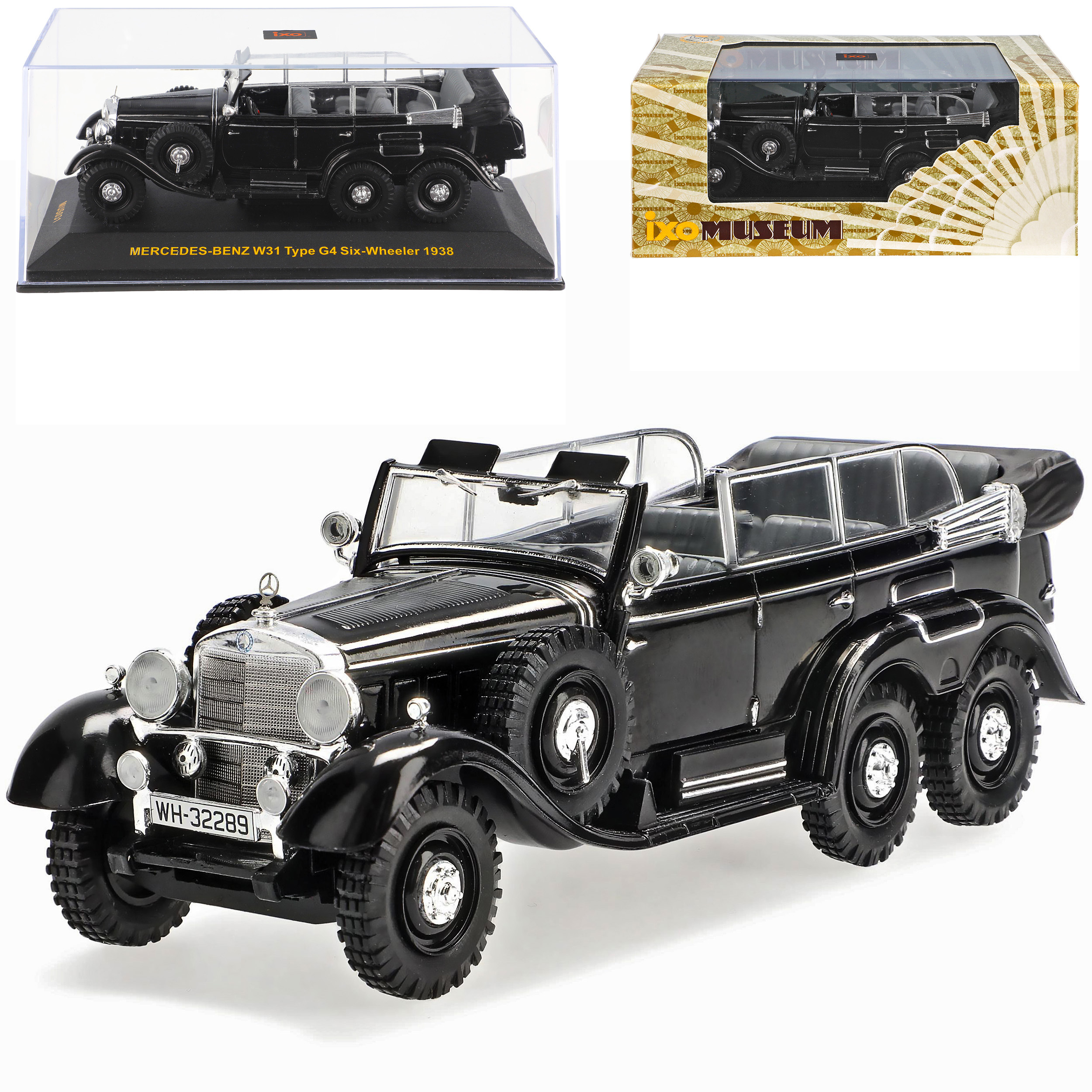 Mercedes-benz G4 W31 Cabriolet Black 1934-1939 1/43 Ixo Model Car