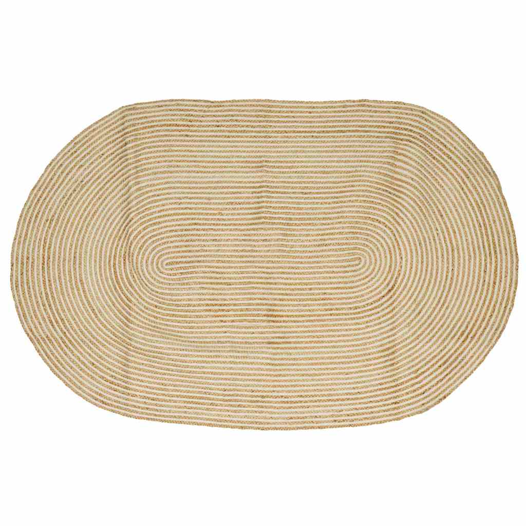 Vidaxl Modern Carpet Living Room Decor Indoor Contemporary Style Jute Rug Simple Luxury Handmade Oval Carpet Machine-washable Stylish Floor Covering Home Decor Element
