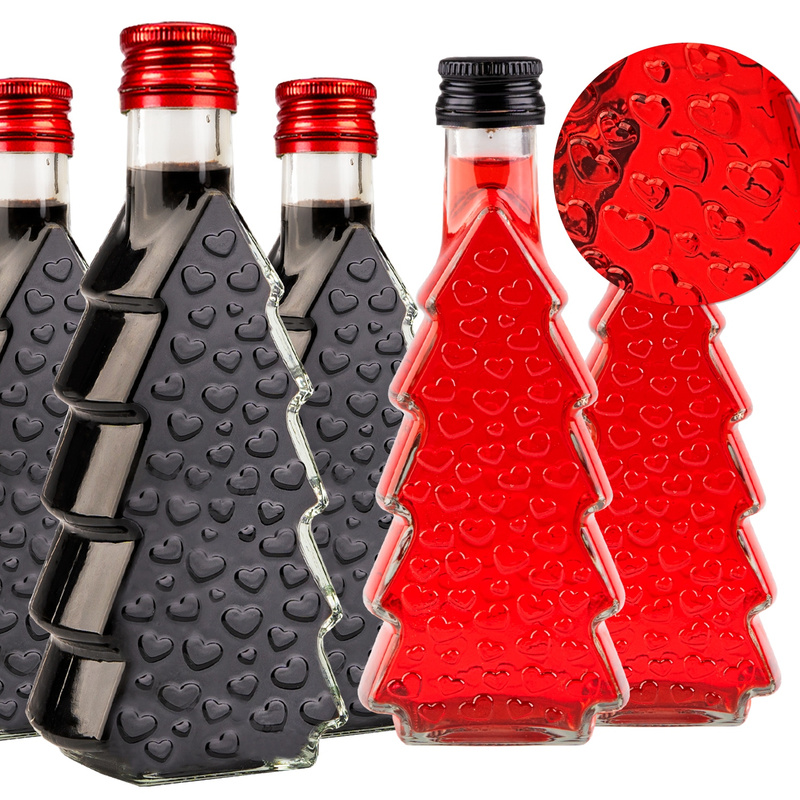 TEMU 5-teiliges Set aus 250ml Glasflaschen mit Herzprägung – für Liköre, Schnaps, Sirupe oder andere hausgemachte Spirituosen – Festliches Design und