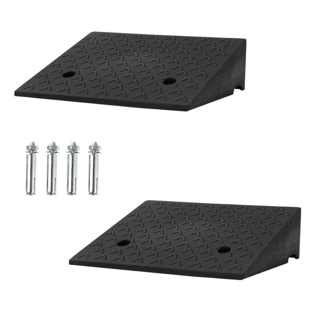 2PCS Black Rubber Ramp Threshold Step Mat for Vehicles