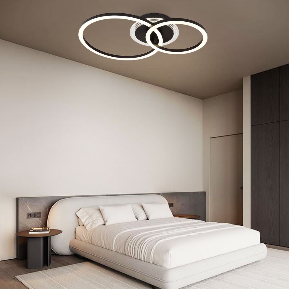 Image of Led Dimmable Ceiling Light, Living Room Lamp, Bedroom Lamp, Black, L 50 Cm