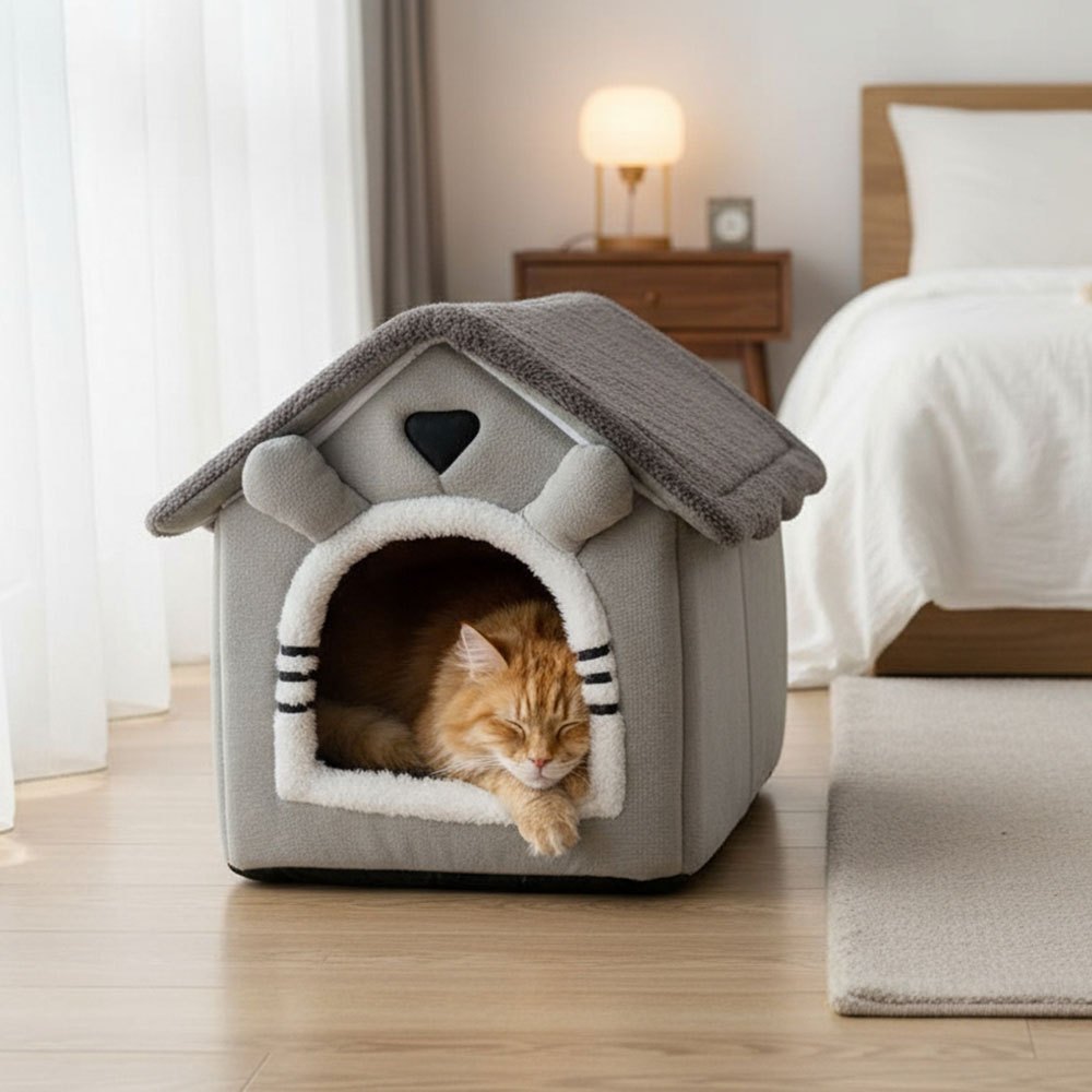 TEMU Dog House Indoor Cat House Warm And Cosy Cat Bed Cave Foldable Pet Bed Comfortable Dog Nest Portable Pet Cushion For Dogs And Cats With Non-slip