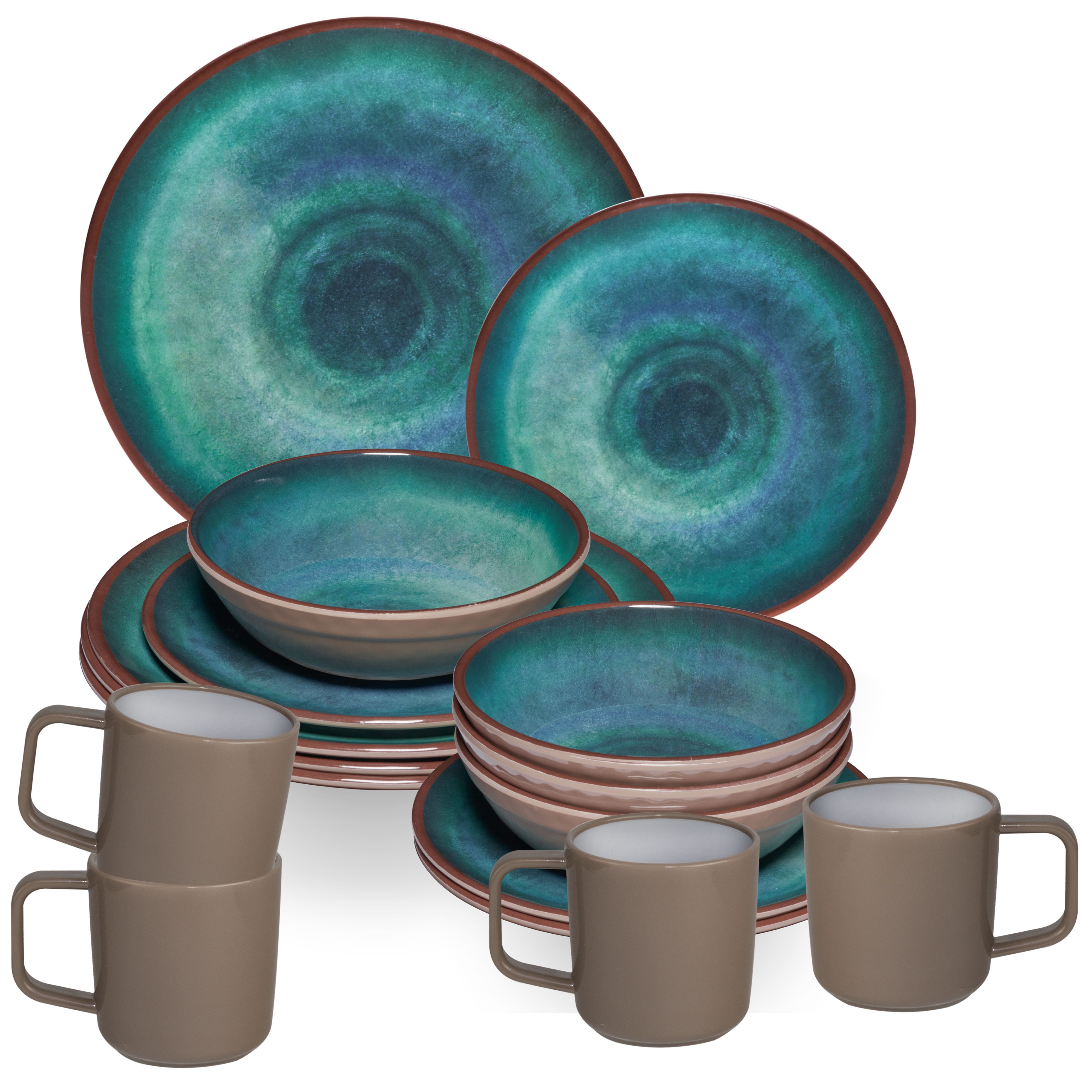 Image of Camping Dishes Green For 2/4/6 People - With 90°c Cups Made Of Abs Plastic With Anti-slip Function - Dishwasher Safe - Camping Dishes Camping Festival