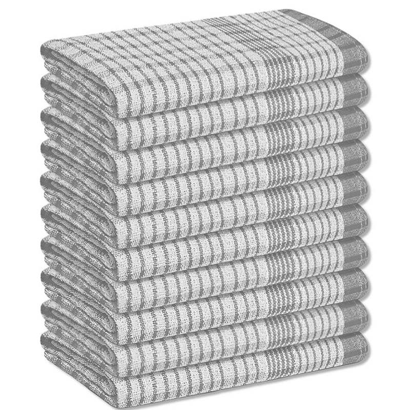 TEMU Tea Towels Pack Of 10 - Cotton Tea Towels Dish Cloths Quick Drying Cleaning Cloths