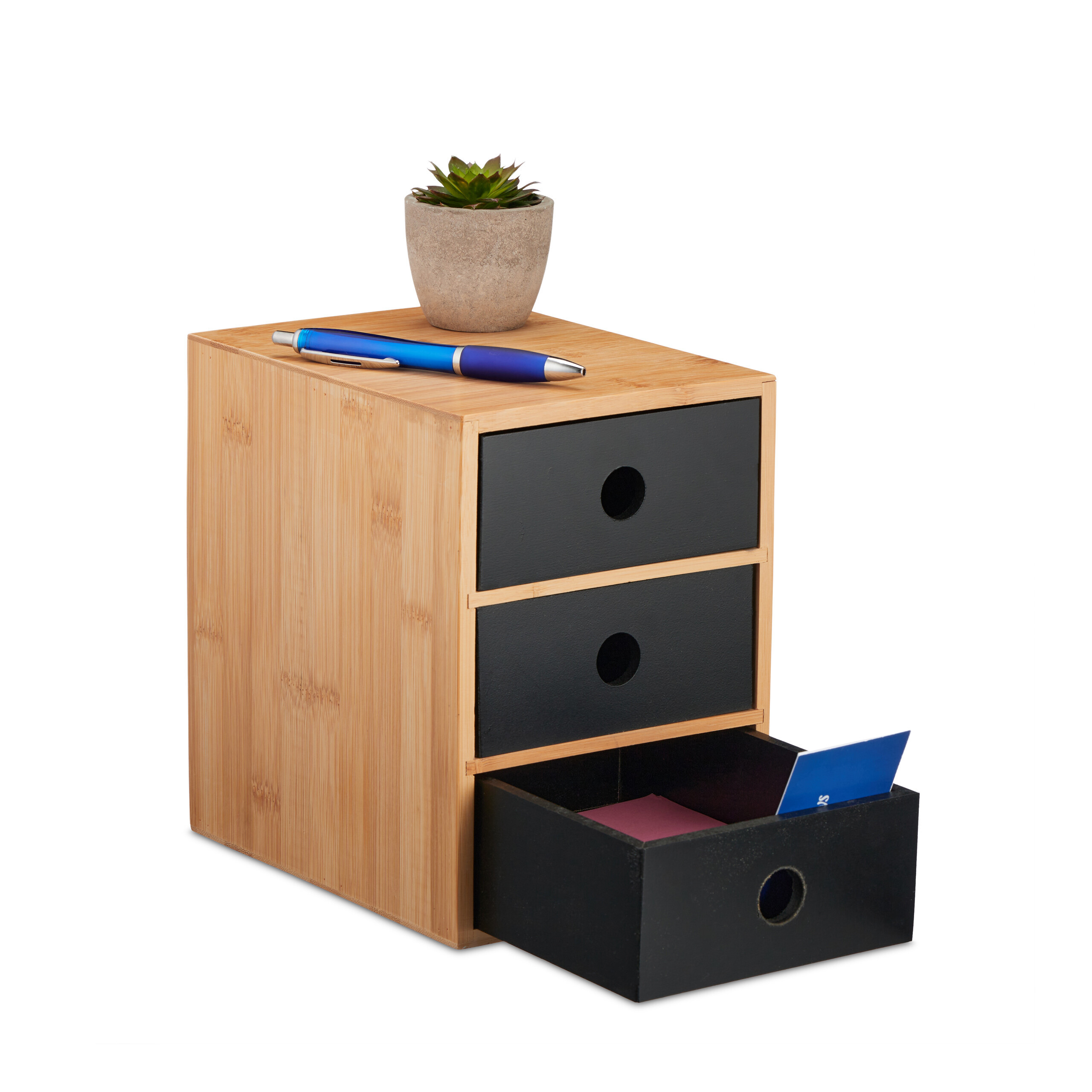 Desk Organizer In Natural/black - (w)15 X (h)21 X (d)20 Cm