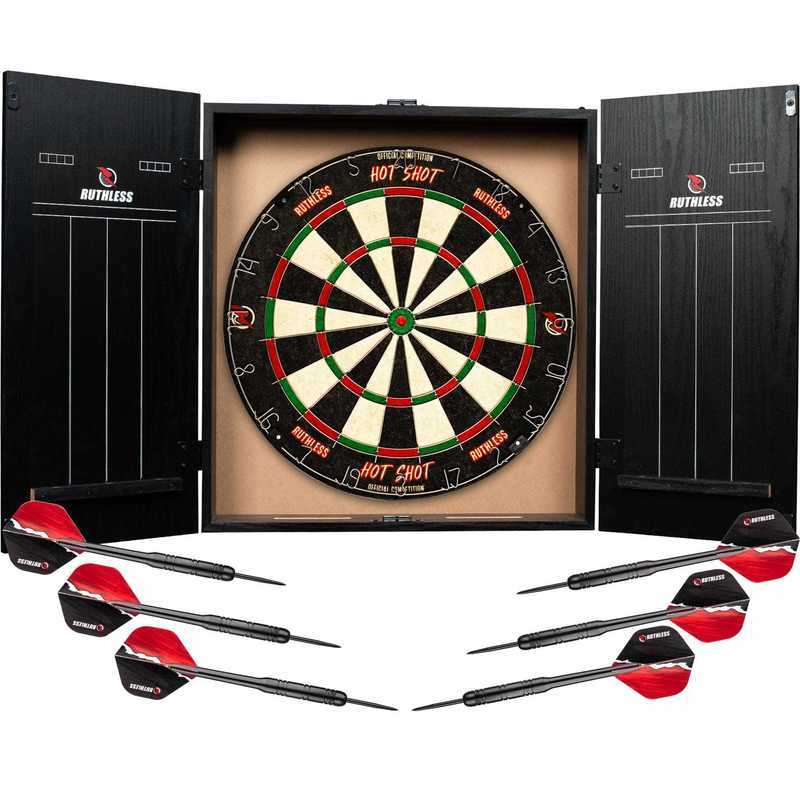 TEMU Hotshot Home Darts Centre - Hdc - Inc Dartboard, Cabinet, 2 Sets Of Darts