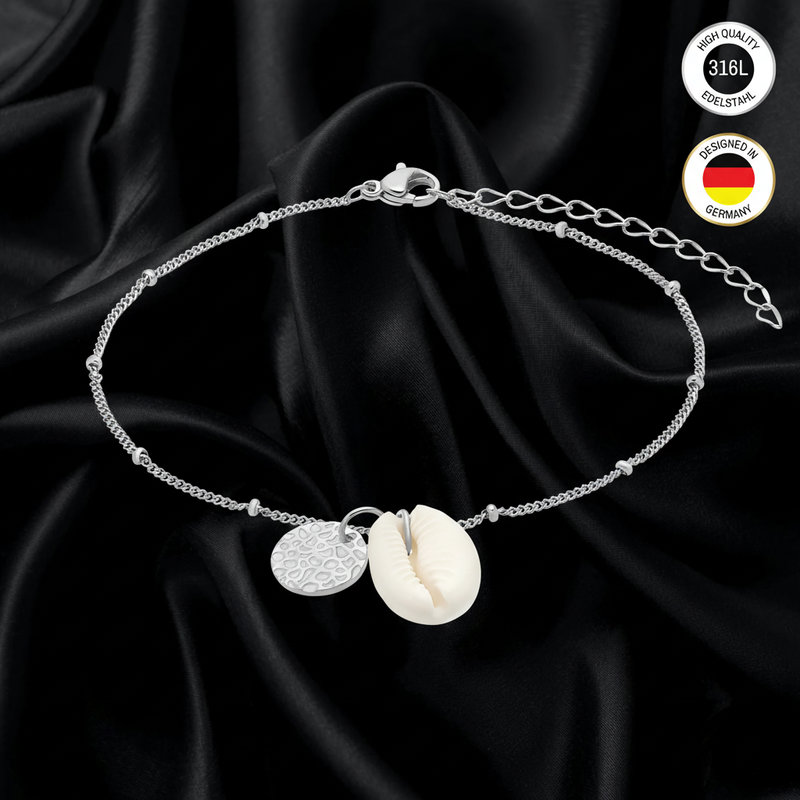 Ladies' Anklet - Silver Color - Shell Pendant - Waterproof