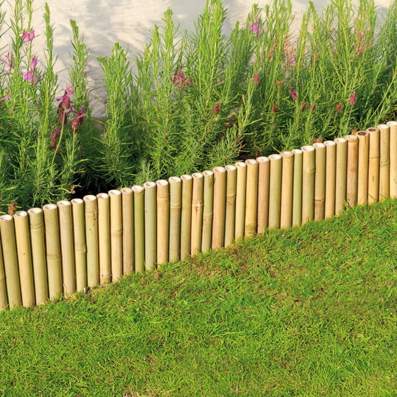 TEMU Garden Mile Bamboo Lawn Edging Border 30cm X 100cm Heavy Duty Wooden Garden Edging Border Bamboo Log Roll For Flower Beds Grass Yard Garden Edge