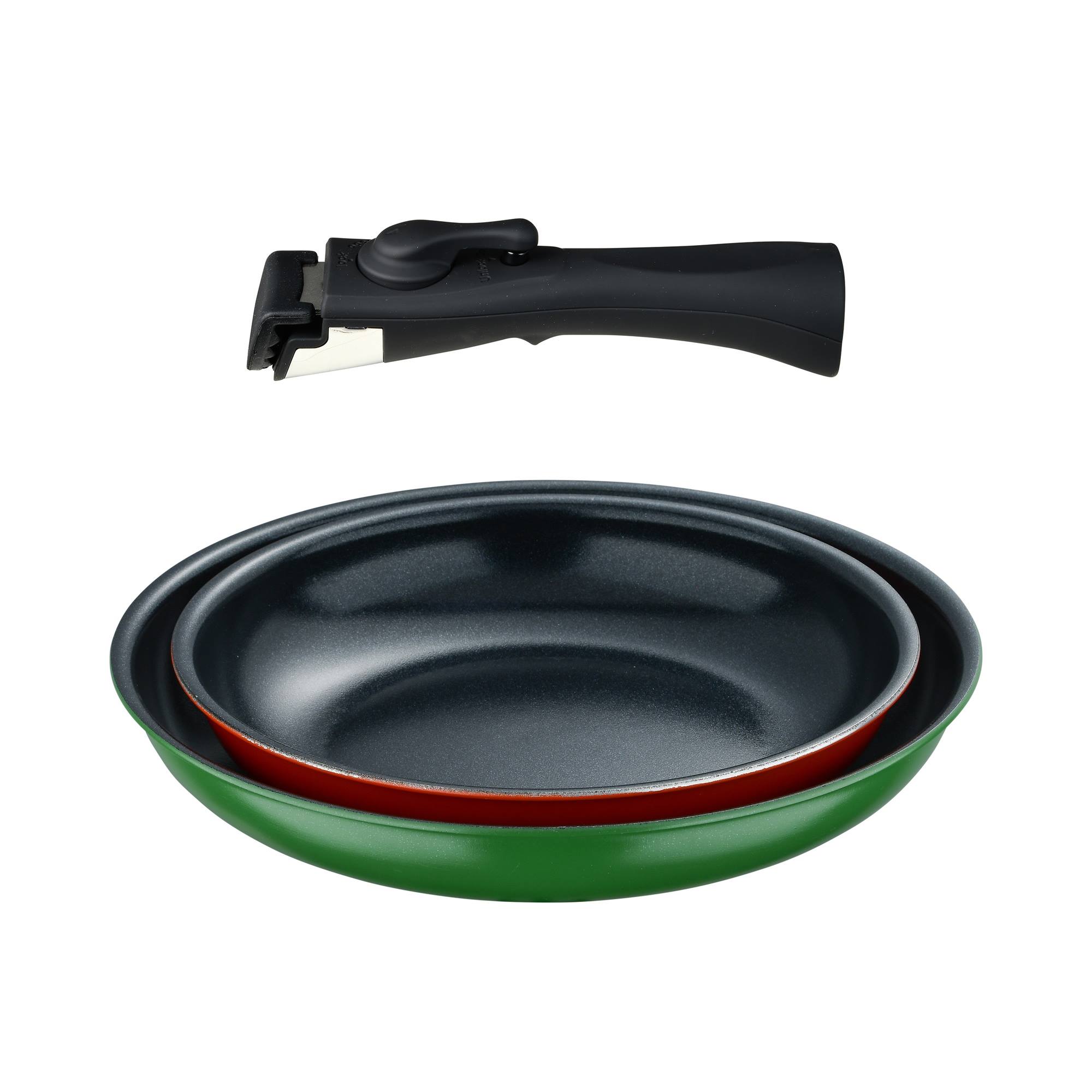 Pans Ø22/26cm Aluminum + Saucepans Ø16/18/20cm + Removable Handles Click&cook