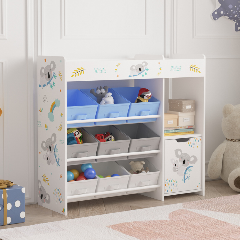 TEMU Étagère pour enfants 'Søndreland avec une seule porte d'armoire et 9 boîtes pliables 80 x 90 x 30 cm