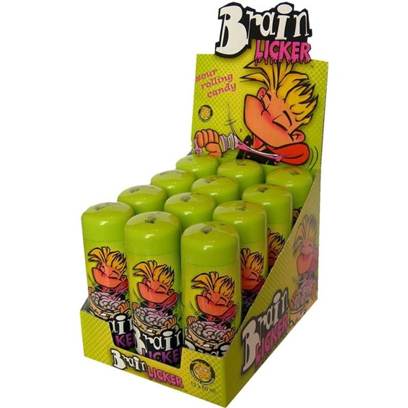 TEMU 12 X 60ml Hannahs Brain Licker Sour Liquid Candy Blue Raspberry Strawberry Novelty Sweets, Extreme Tangy Roller Bottles, Vibrant Fruity Flavour,