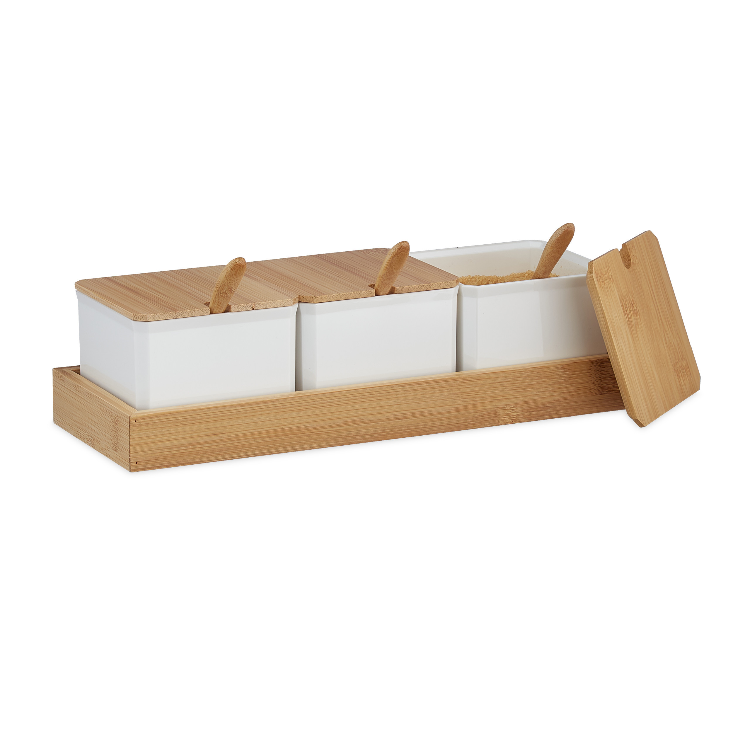 3-piece Spice Container Set In White/natural