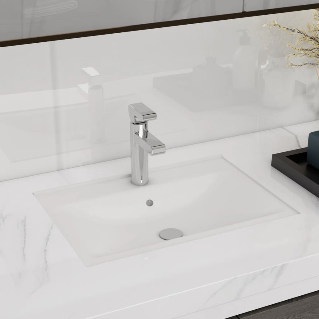 

Ceramic Sink With Faucet/overflow Hole White Rectangular