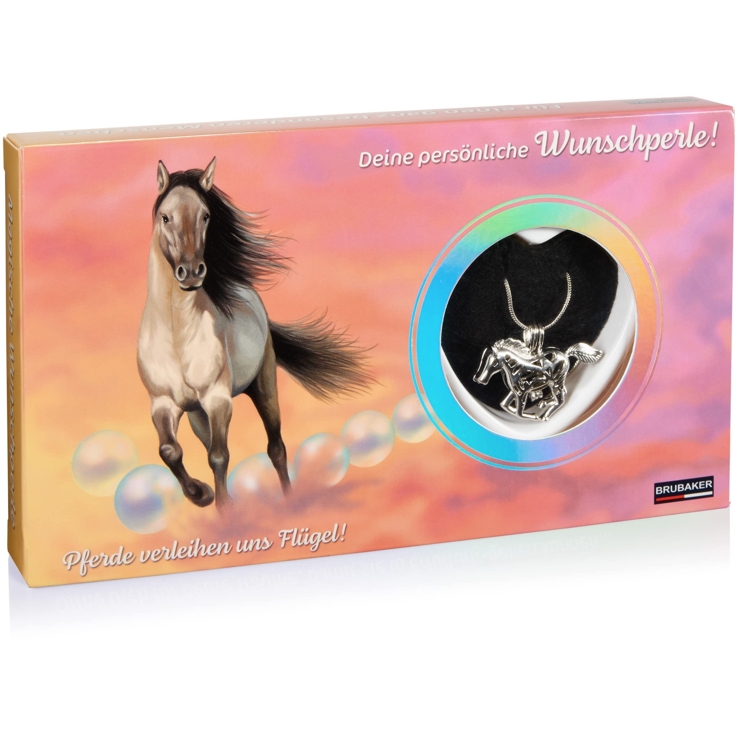 Image of Brubaker Your Personal Horse - Necklace Pendant + Shell With Genuine Pearl As Jewelry Gift Set For