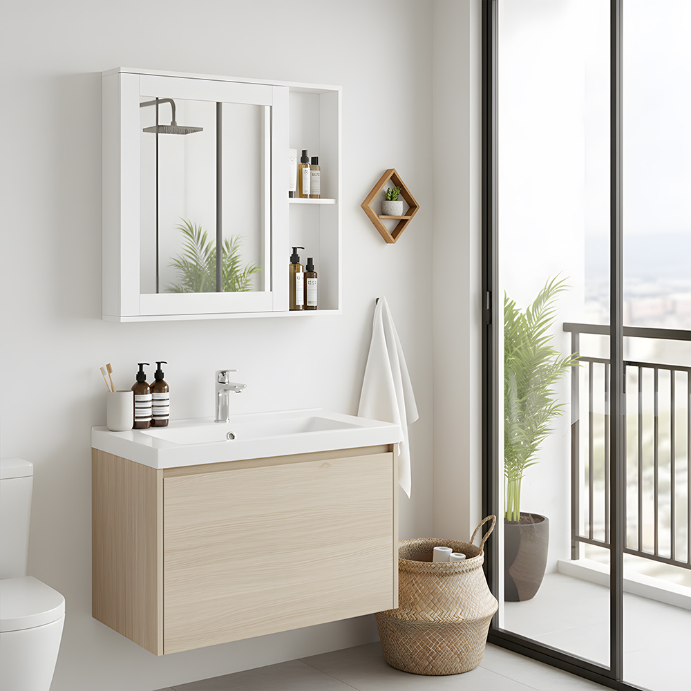 Bathroom Wall Cabinet with Mirror and Adjustable Shelves