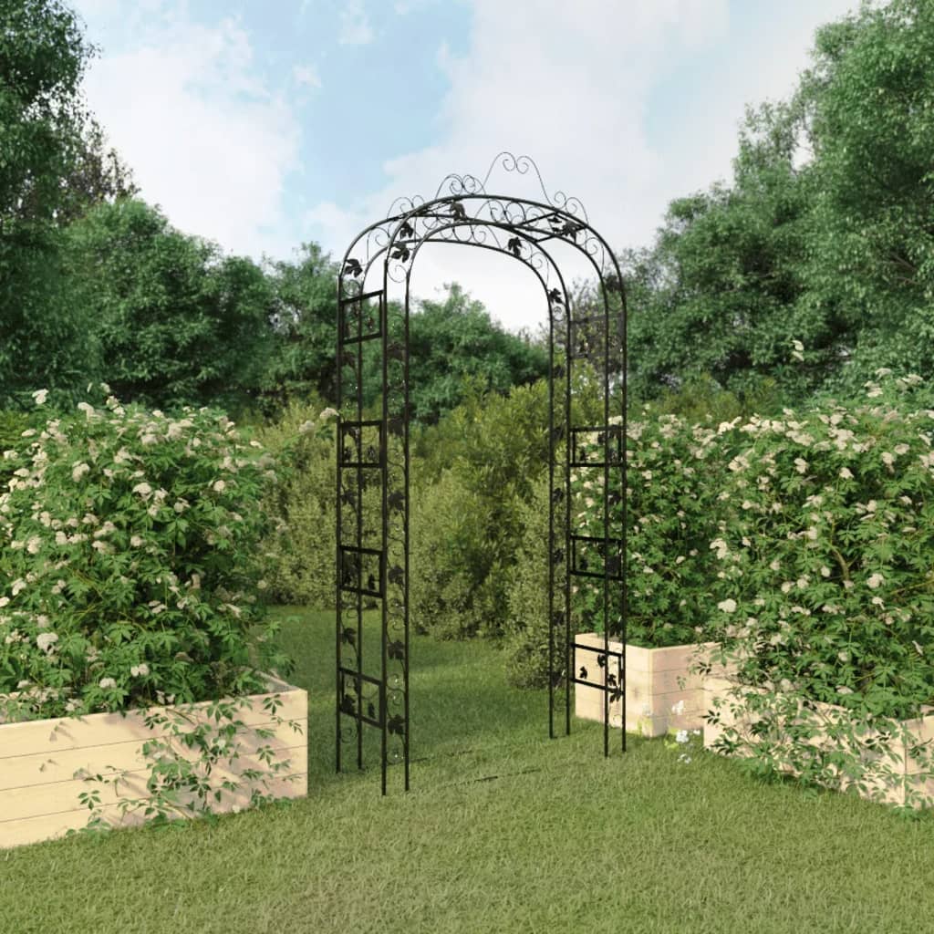 Image of Vidaxl Garden Arch, Rose Arch With , Powder-coated Trellis Arch, Rose Support For Climbing Plants, Black 120x38x260cm Steel
