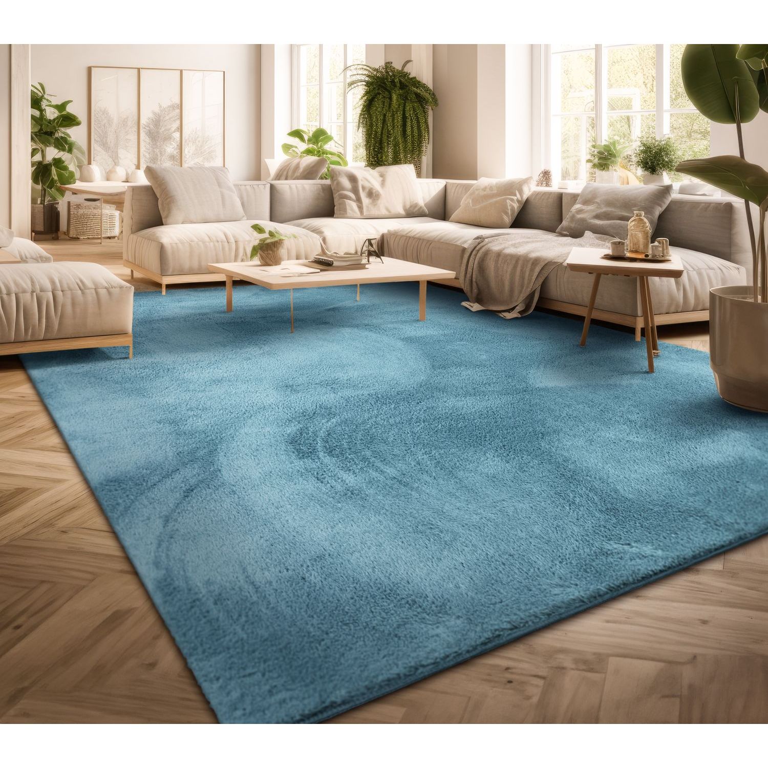 Living Room Short Pile Plain Modern Design Washable, Non Slip Stain Resistant Polyester Cloth
