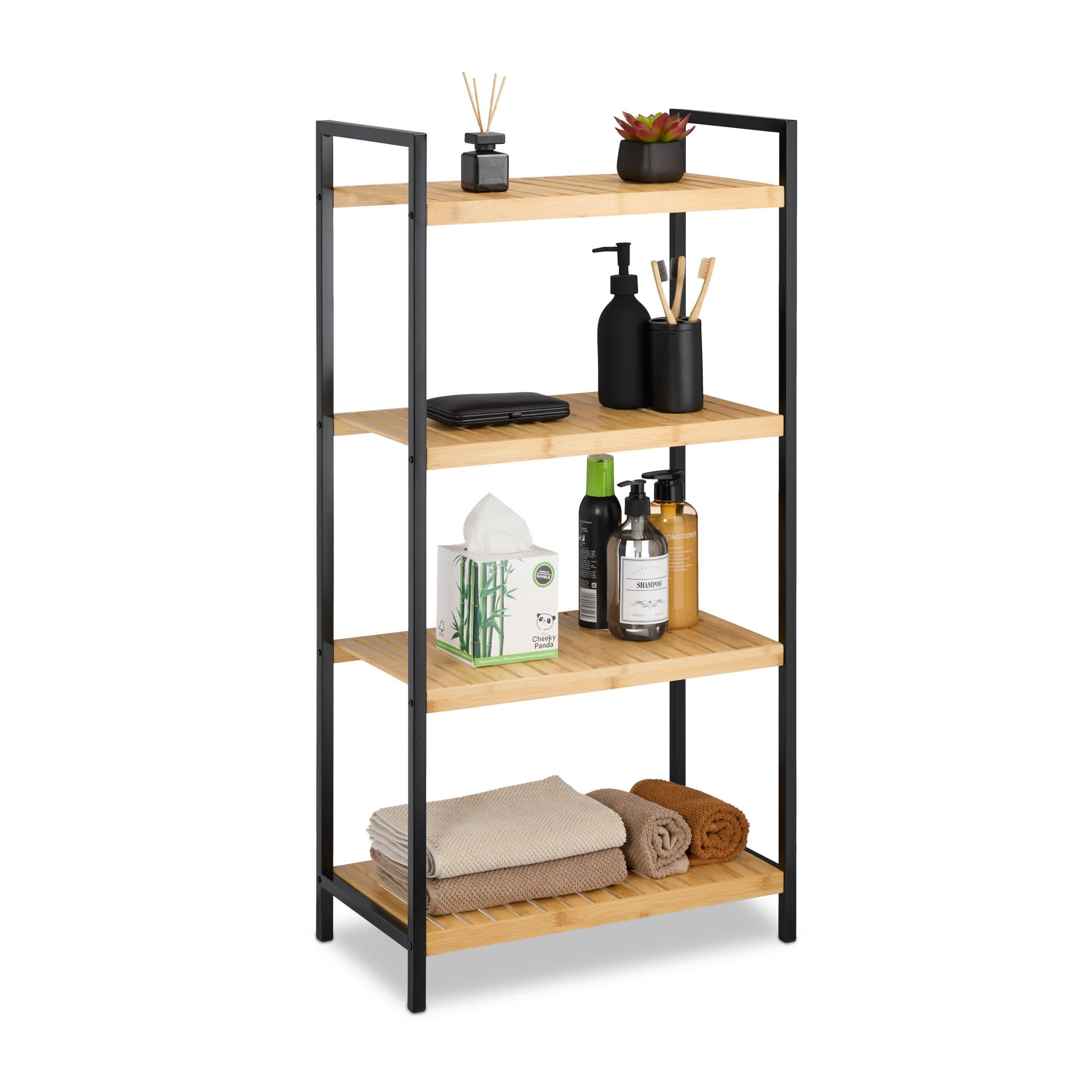 Bamboo Shelf In Natural - (w)50.5 X (h)97 X (d)27 Cm