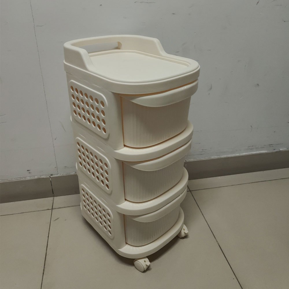 Office Plastic Locking Cabinet, Two-Tier Storage Trolley