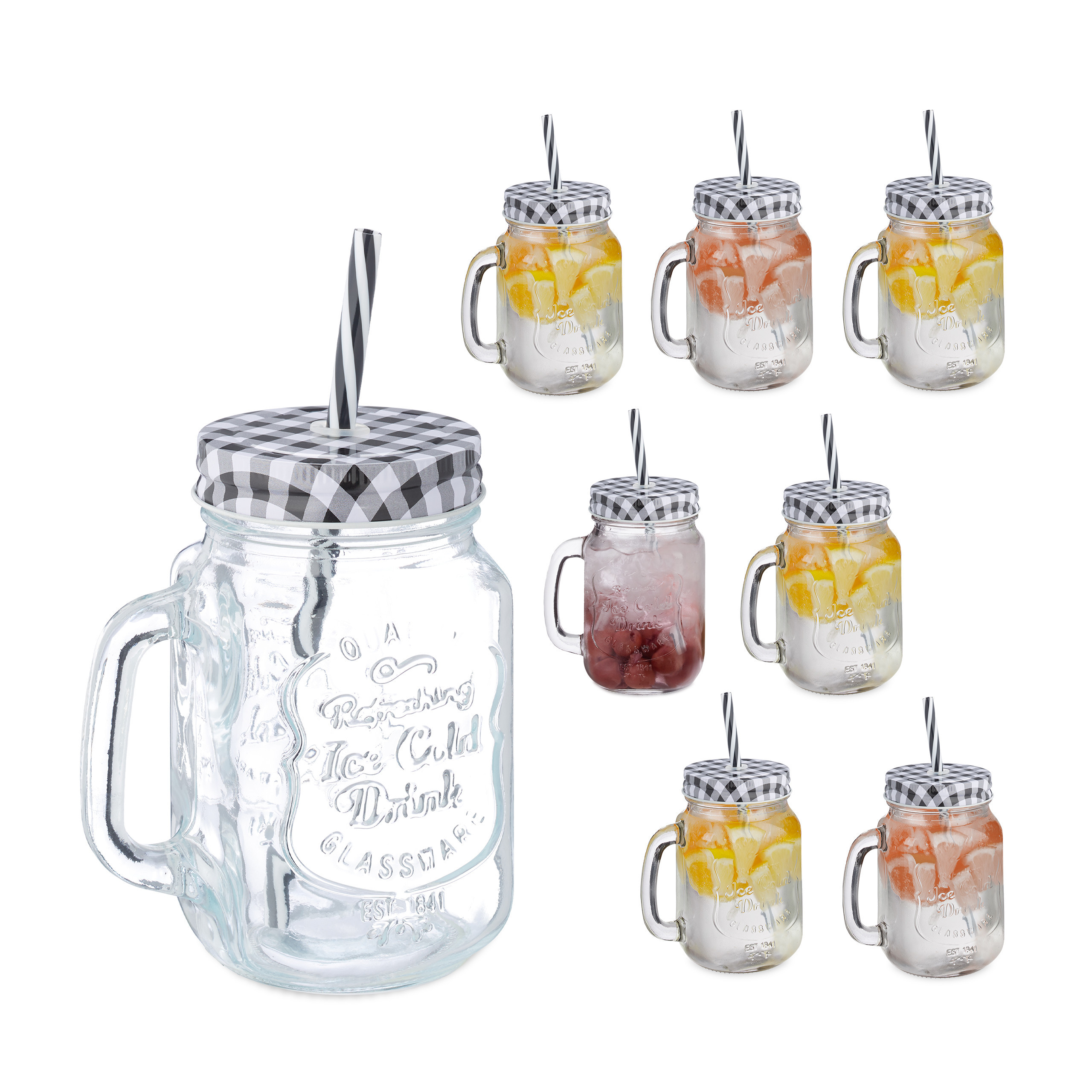 E-shop 8 x Trinkglas in Transparent/ Schwarz - 500 ml