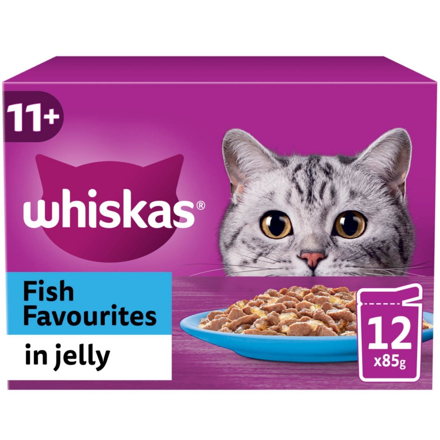 Whiskas 11+ Senior Pouches in Jelly - Saver Pack: Fish Favourites in Jelly (96 x 85g)
