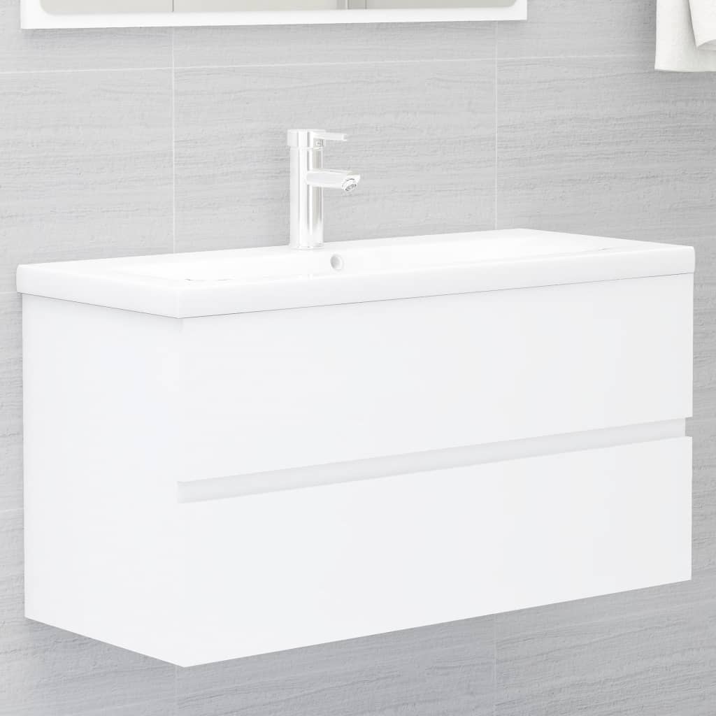 Image of Vidaxl Washbasin Cabinet Washstand Cabinet Bathroom Furniture Bathroom Cabinet Bathroom Cabinet White 90x38.5x45cm Wood-based Material