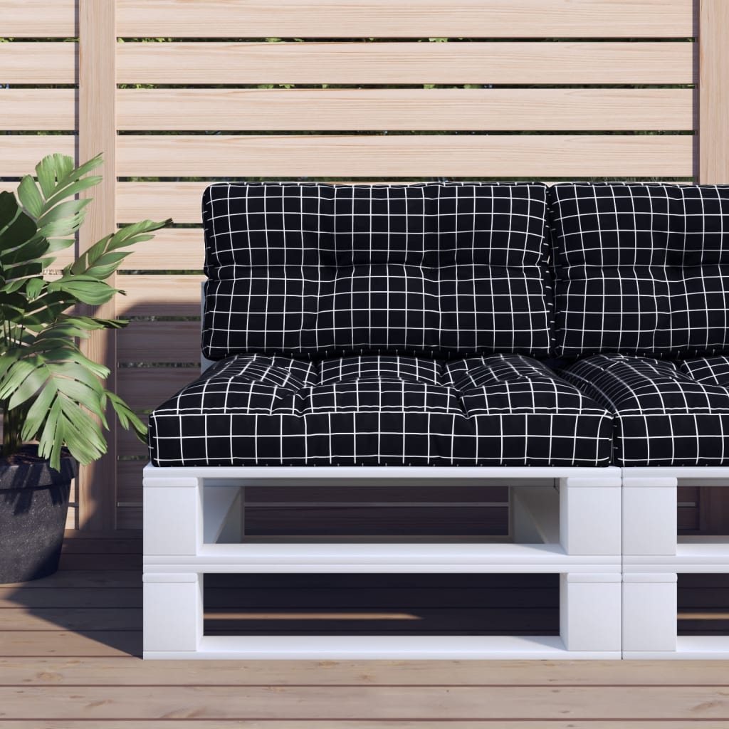 Image of Vidaxl Pallet Cushion 2pcs, Pallet Base For Euro Pallets, Pallet Pad Pallet Sofa Outdoor Indoor, Seat Cushion Back Cushion, Black Karo Pattern Fabric