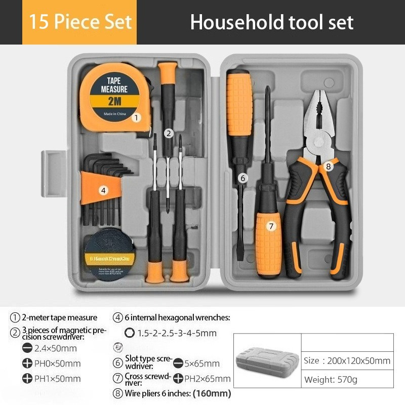 15 Piece Wrench Maintenance Tools With Storage Box, Household Hardware Tools, Multifunctional Household Combination Set, Hand Tools, For Repair Mechanic Tool Kit Set With Storage Toolbox