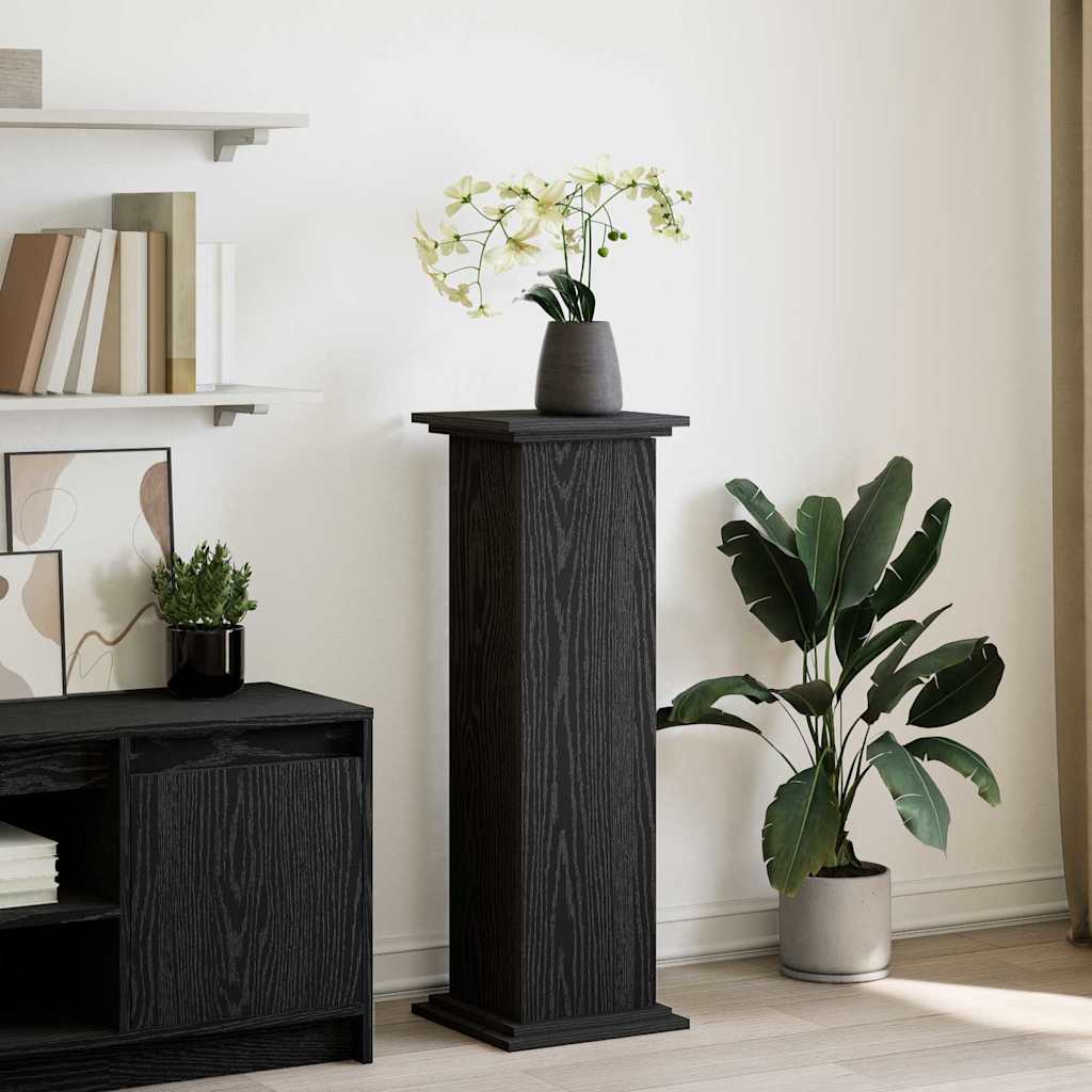 Image of Vidaxl Display Stand With Shelf, Finish, 31 X 30 X 90 Cm, Modern Living Room Storage, Wooden Plant Stand, Space-, For Indoor Use, Minimalist Furniture