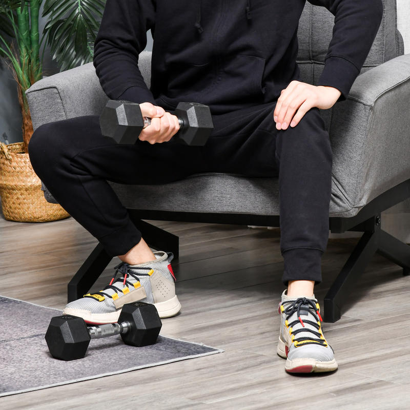 Short Dumbbell Set - Total 10 Kg - Muscle Training & Weightlifting - Black Rubber Steel