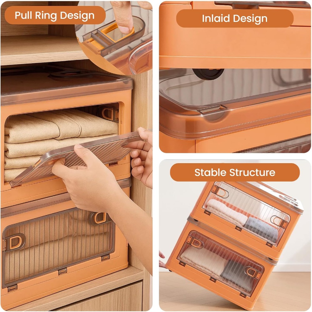2 Pack 28L Folding Storage Boxes with Lids and Wheels