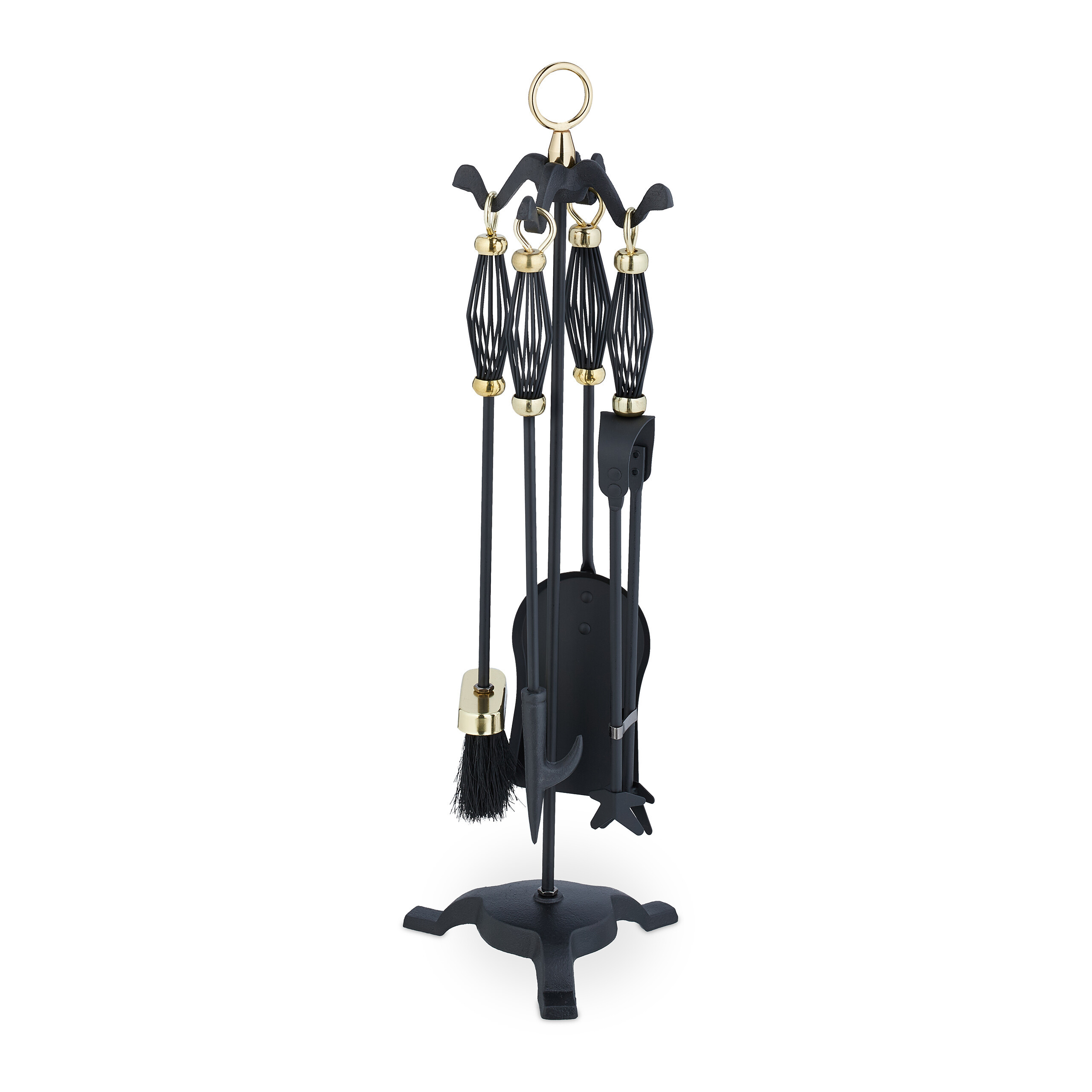 5-piece Fireplace Tool Set In Black/gold
